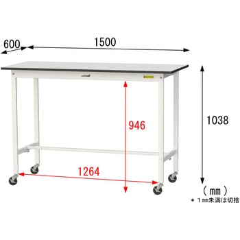 軽量作業台/耐荷重128kg_移動式_RoHS2指令対応塩ビシート天板_ワークテーブル150シリーズ 山金工業
