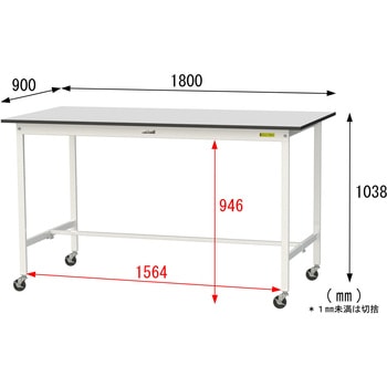 軽量作業台/耐荷重128kg_移動式_RoHS2指令対応塩ビシート天板_ワークテーブル150シリーズ 山金工業