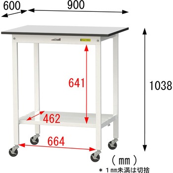 軽量作業台/耐荷重128kg_移動式_全面棚板付き_RoHS2指令対応塩ビシート天板_ワークテーブル150シリーズ 山金工業