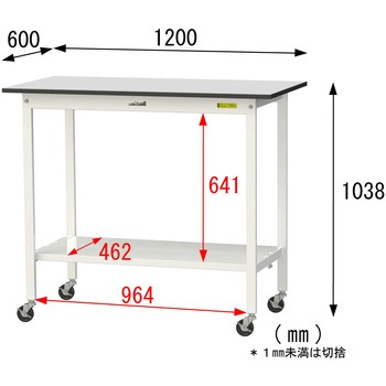 軽量作業台/耐荷重128kg_移動式_全面棚板付き_RoHS2指令対応塩ビシート天板_ワークテーブル150シリーズ 山金工業