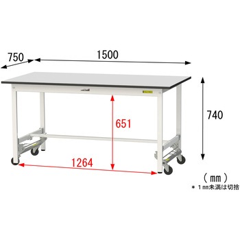 軽量作業台/耐荷重150kg_ワンタッチ移動式_RoHS2指令対応塩ビシート天板_ワークテーブル150シリーズ 山金工業
