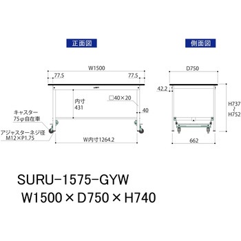 軽量作業台/耐荷重150kg_ワンタッチ移動式_RoHS2指令対応塩ビシート天板_ワークテーブル150シリーズ 山金工業