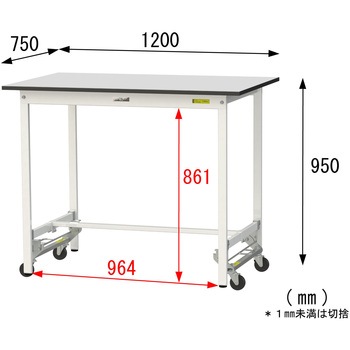 軽量作業台/耐荷重150kg_ワンタッチ移動式_RoHS2指令対応塩ビシート天板_ワークテーブル150シリーズ 山金工業