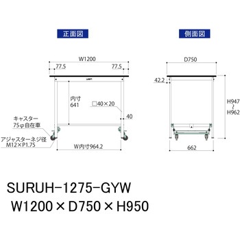 軽量作業台/耐荷重150kg_ワンタッチ移動式_RoHS2指令対応塩ビシート天板_ワークテーブル150シリーズ 山金工業
