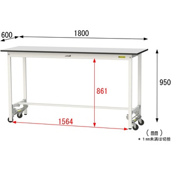 軽量作業台/耐荷重150kg_ワンタッチ移動式_RoHS2指令対応塩ビシート天板_ワークテーブル150シリーズ 山金工業