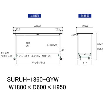 軽量作業台/耐荷重150kg_ワンタッチ移動式_RoHS2指令対応塩ビシート天板_ワークテーブル150シリーズ 山金工業