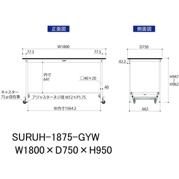 軽量作業台/耐荷重150kg_ワンタッチ移動式_RoHS2指令対応塩ビシート天板_ワークテーブル150シリーズ 山金工業