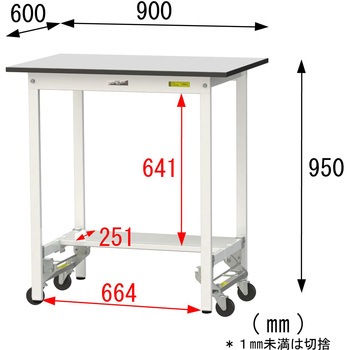 軽量作業台/耐荷重150kg_ワンタッチ移動式_半面棚板付き_RoHS2指令対応塩ビシート天板_ワークテーブル150シリーズ 山金工業