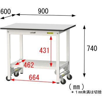 軽量作業台/耐荷重150kg_ワンタッチ移動式_全面棚板付き_RoHS2指令対応塩ビシート天板_ワークテーブル150シリーズ 山金工業