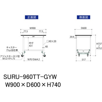 軽量作業台/耐荷重150kg_ワンタッチ移動式_全面棚板付き_RoHS2指令対応塩ビシート天板_ワークテーブル150シリーズ 山金工業