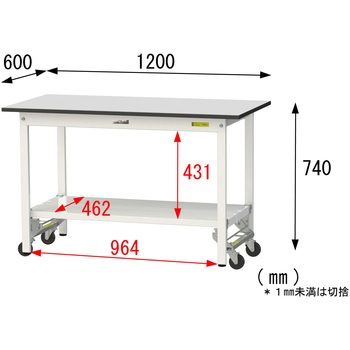 軽量作業台/耐荷重150kg_ワンタッチ移動式_全面棚板付き_RoHS2指令対応塩ビシート天板_ワークテーブル150シリーズ 山金工業