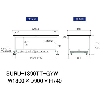 軽量作業台/耐荷重150kg_ワンタッチ移動式_全面棚板付き_RoHS2指令対応塩ビシート天板_ワークテーブル150シリーズ 山金工業