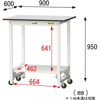軽量作業台/耐荷重150kg_ワンタッチ移動式_全面棚板付き_RoHS2指令対応塩ビシート天板_ワークテーブル150シリーズ 山金工業