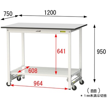 軽量作業台/耐荷重150kg_ワンタッチ移動式_全面棚板付き_RoHS2指令対応塩ビシート天板_ワークテーブル150シリーズ 山金工業