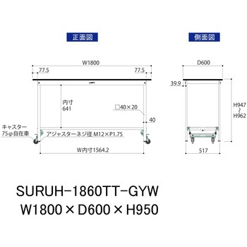 軽量作業台/耐荷重150kg_ワンタッチ移動式_全面棚板付き_RoHS2指令対応塩ビシート天板_ワークテーブル150シリーズ 山金工業