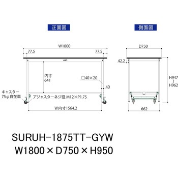 軽量作業台/耐荷重150kg_ワンタッチ移動式_全面棚板付き_RoHS2指令対応塩ビシート天板_ワークテーブル150シリーズ 山金工業
