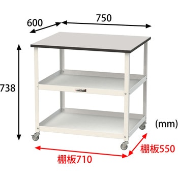 軽量作業用/天板付き150ワゴン_耐荷重50kg_RoHS2指令対応塩ビシート天板_ワークテーブル150シリーズ 山金工業