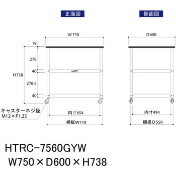 軽量作業用/天板付き150ワゴン_耐荷重50kg_RoHS2指令対応塩ビシート天板_ワークテーブル150シリーズ 山金工業