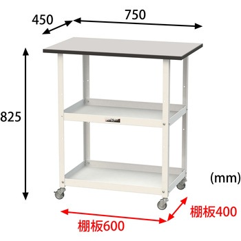 軽量作業用/天板付き150ワゴン_耐荷重50kg_RoHS2指令対応塩ビシート天板_ワークテーブル150シリーズ 山金工業