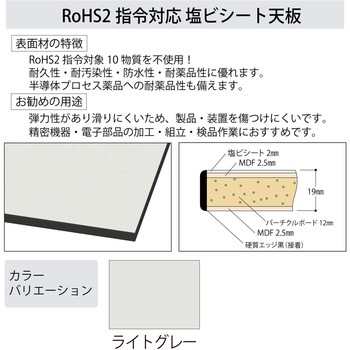 軽量作業用/天板付き150ワゴン_耐荷重50kg_RoHS2指令対応塩ビシート天板_ワークテーブル150シリーズ 山金工業