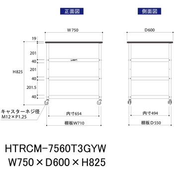 軽量作業用/天板付き150ワゴン_耐荷重50kg_RoHS2指令対応塩ビシート天板_ワークテーブル150シリーズ 山金工業