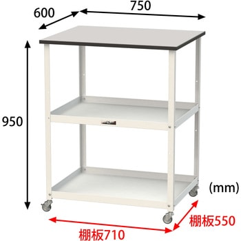 軽量作業用/天板付き150ワゴン_耐荷重50kg_RoHS2指令対応塩ビシート天板_ワークテーブル150シリーズ 山金工業