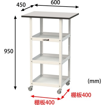 軽量作業用/天板付き150ワゴン_耐荷重50kg_RoHS2指令対応塩ビシート天板_ワークテーブル150シリーズ 山金工業