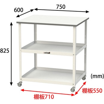 軽量作業用/キャスター付き_天板付き150ワゴン_低圧メラミン天板_ワークテーブル150シリーズ 山金工業