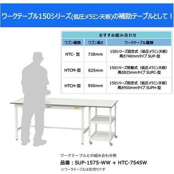 軽量作業用/キャスター付き_天板付き150ワゴン_低圧メラミン天板_ワークテーブル150シリーズ 山金工業