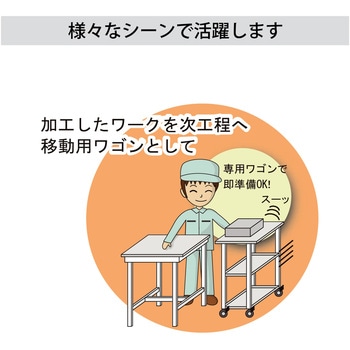軽量作業用/キャスター付き_天板付き150ワゴン_低圧メラミン天板_ワークテーブル150シリーズ 山金工業