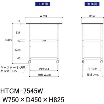 軽量作業台/キャスター付き_天板付き150ワゴン_低圧メラミン天板_ワークテーブル150シリーズ 山金工業