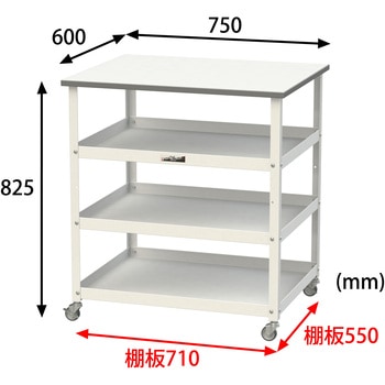 軽量作業用/キャスター付き_天板付き150ワゴン_低圧メラミン天板_ワークテーブル150シリーズ 山金工業