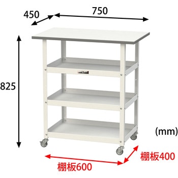 軽量作業用/キャスター付き_天板付き150ワゴン_低圧メラミン天板_ワークテーブル150シリーズ 山金工業