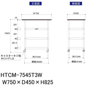 軽量作業用/キャスター付き_天板付き150ワゴン_低圧メラミン天板_ワークテーブル150シリーズ 山金工業