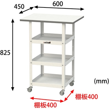 軽量作業用/キャスター付き_天板付き150ワゴン_低圧メラミン天板_ワークテーブル150シリーズ 山金工業