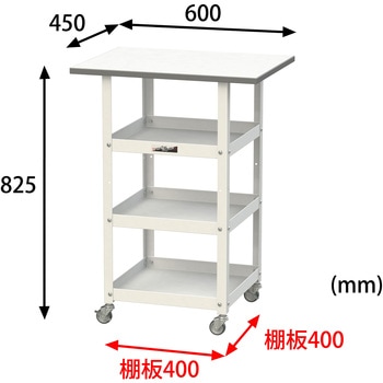 軽量作業台/キャスター付き_天板付き150ワゴン_低圧メラミン天板_ワークテーブル150シリーズ 山金工業