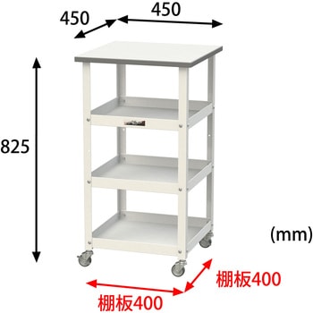 軽量作業用/キャスター付き_天板付き150ワゴン_低圧メラミン天板_ワークテーブル150シリーズ 山金工業