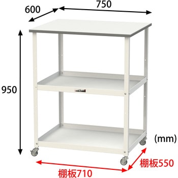 軽量作業用/キャスター付き_天板付き150ワゴン_低圧メラミン天板_ワークテーブル150シリーズ 山金工業