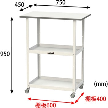 軽量作業用/キャスター付き_天板付き150ワゴン_低圧メラミン天板_ワークテーブル150シリーズ 山金工業