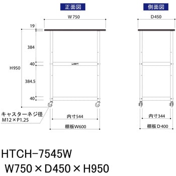 軽量作業用/キャスター付き_天板付き150ワゴン_低圧メラミン天板_ワークテーブル150シリーズ 山金工業