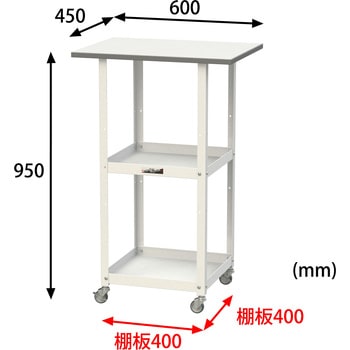 軽量作業用/キャスター付き_天板付き150ワゴン_低圧メラミン天板_ワークテーブル150シリーズ 山金工業
