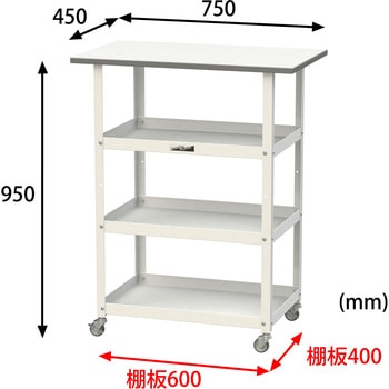 軽量作業台/キャスター付き_天板付き150ワゴン_低圧メラミン天板_ワークテーブル150シリーズ 山金工業