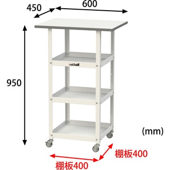軽量作業用/キャスター付き_天板付き150ワゴン_低圧メラミン天板_ワークテーブル150シリーズ 山金工業