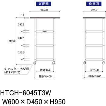 軽量作業用/キャスター付き_天板付き150ワゴン_低圧メラミン天板_ワークテーブル150シリーズ 山金工業