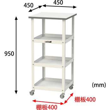 軽量作業用/キャスター付き_天板付き150ワゴン_低圧メラミン天板_ワークテーブル150シリーズ 山金工業