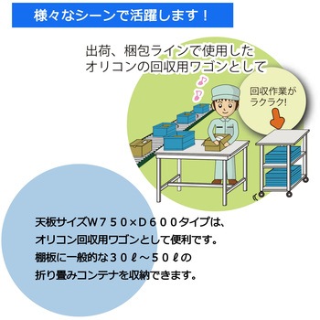 軽量作業用/天板付き150ワゴン_耐荷重50kg_RoHS2指令対応塩ビシート天板_ワークテーブル150シリーズ 山金工業