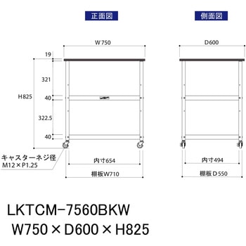 実験用/軽量作業台/キャスター付き_天板付きラボワゴン_高耐薬品ケミテクト天板_ワークテーブルLABシリーズ - 山金工業