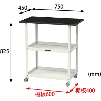 実験用/軽量作業台/キャスター付き_天板付きラボワゴン_高耐薬品ケミテクト天板_ワークテーブルLABシリーズ - 山金工業