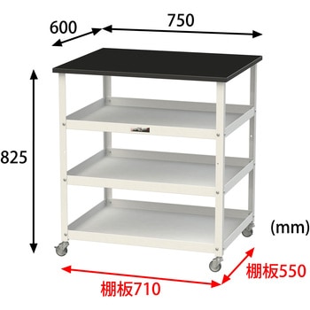 実験用/軽量作業用/キャスター付き_天板付きラボワゴン_高耐薬品ケミテクト天板_ワークテーブルLABシリーズ 山金工業