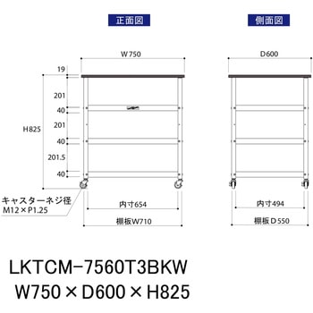 実験用/軽量作業用/キャスター付き_天板付きラボワゴン_高耐薬品ケミテクト天板_ワークテーブルLABシリーズ 山金工業